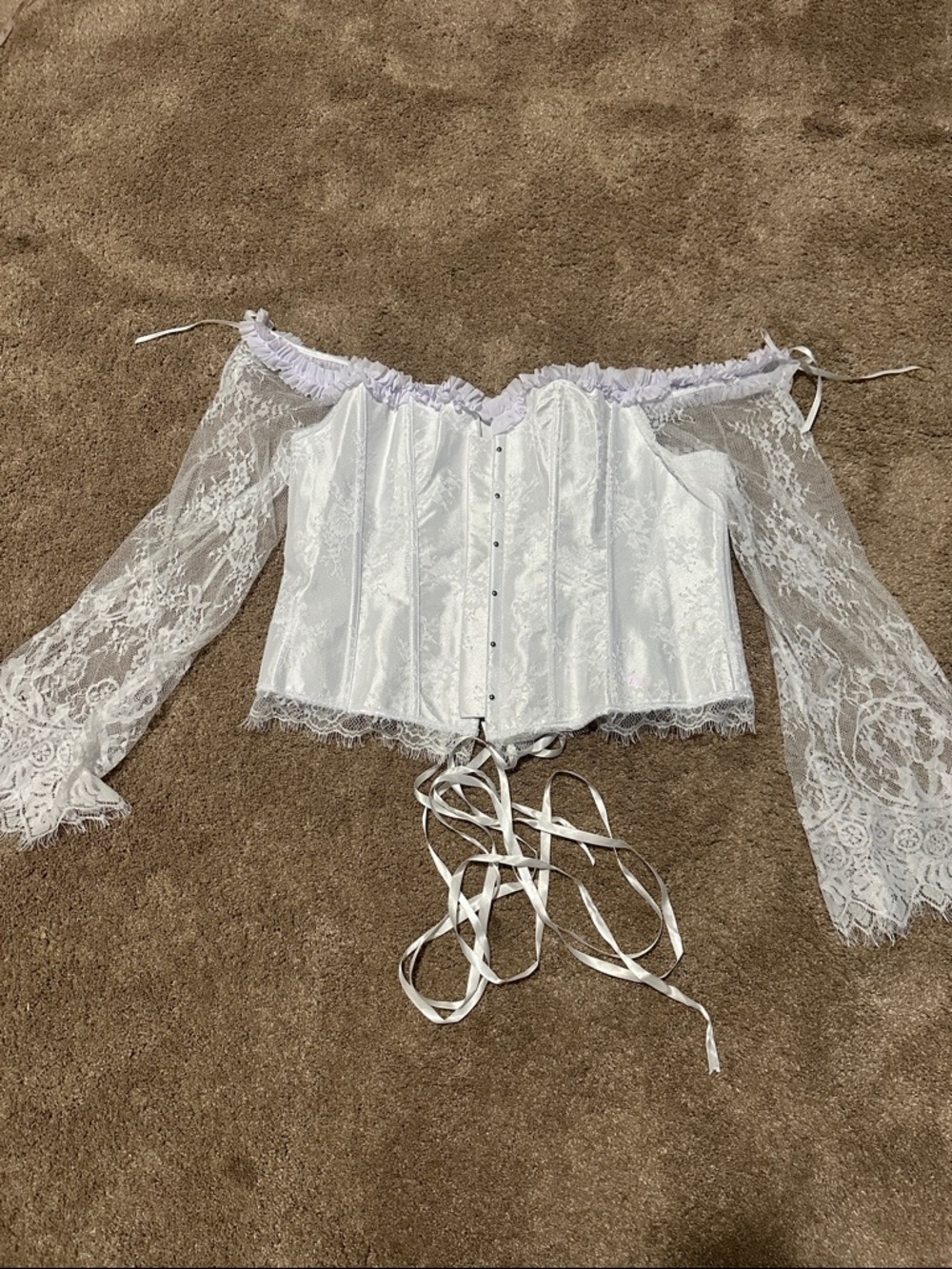 White Lace Off-Shoulder Corset Top